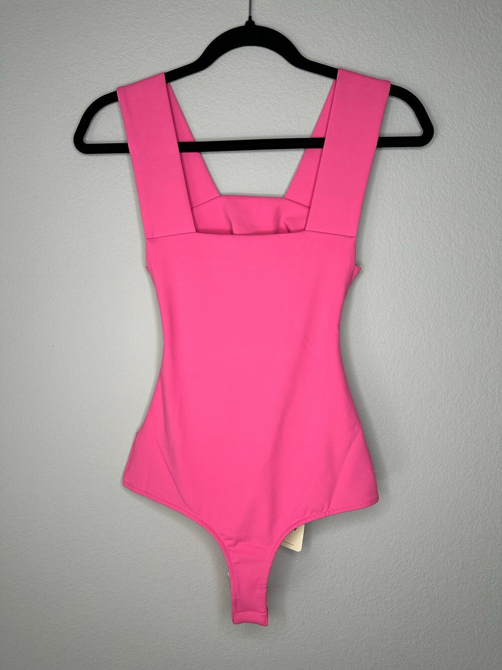 FREE PEOPLE INTIMATELY Hot Pink Strappy Back Square Neck Thong Bodysuit Size XS